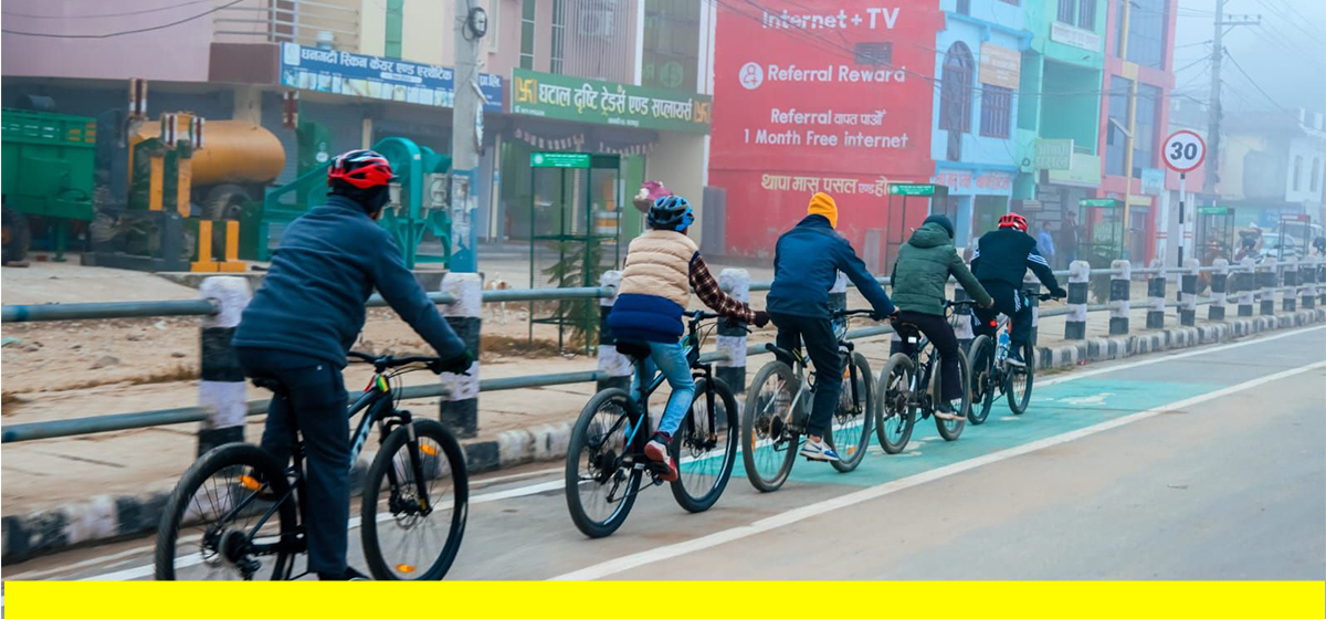 धनगढीमा अब साइकल लेनमा साइकल सरर